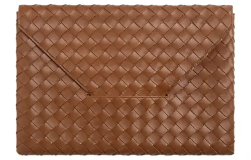 Bottega Veneta Lambskin Clutch Large Women's Cognac