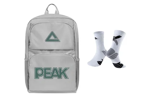 PEAK Polyester Backpack Socks Shoulder Bag Backpack Regular Unisex Black/Silver