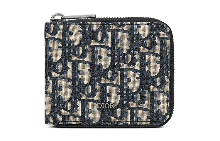 DIOR Cow Leather Wallet Men's Blue Black