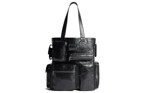 Balenciaga Superbusy Lambskin Tote Bag, Shopping Bag, Handbag Men's Black