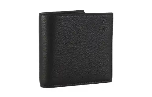 LOEWE Grain Cow Leather Wallet Men's Black
