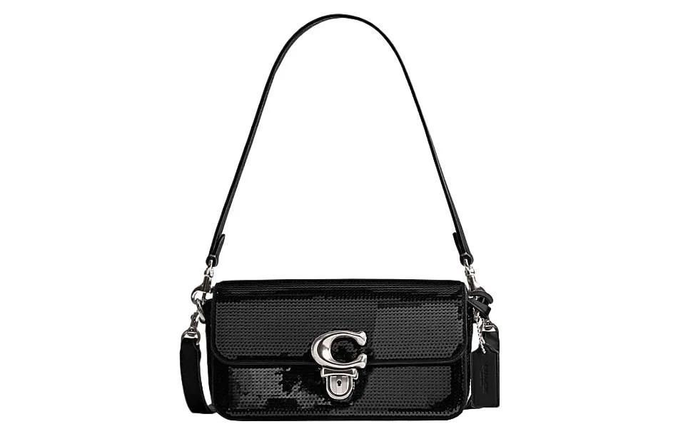 COACH Studio Cow Leather Baguette Bag Shoulder Bag Small Women's Black