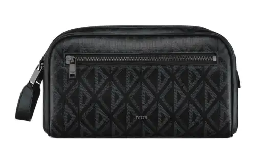 DIOR Canvas With Calfskin Toiletry Bag Men's Black