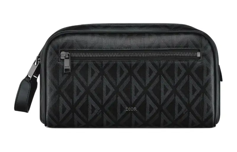 DIOR Canvas With Calfskin Toiletry Bag Men's Black