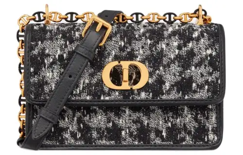 DIOR Caro Flannel Embroidery Crossbody Bag, Shoulder Bag Women's Black
