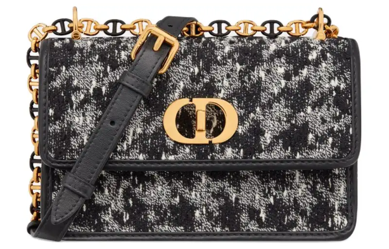 DIOR Caro Flannel Embroidery Crossbody Bag, Shoulder Bag Women's Black