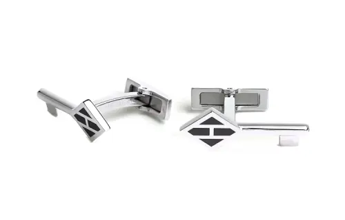 HERMES Metal, Palladium Plated Cufflinks Men's Black