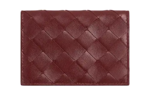 Bottega Veneta Lambskin Leather Card Holder Women's Cherry Red