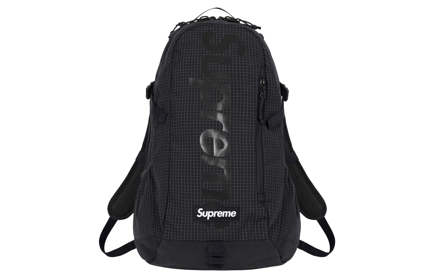 Supreme SS24 Week 1 Embossed Logo Zipper Closure 500D Cordura Nylon Backpack Regular Unisex Couple Black