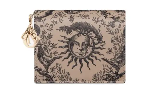 DIOR Lady Dior Calfskin Wallet Mini Women's Beige