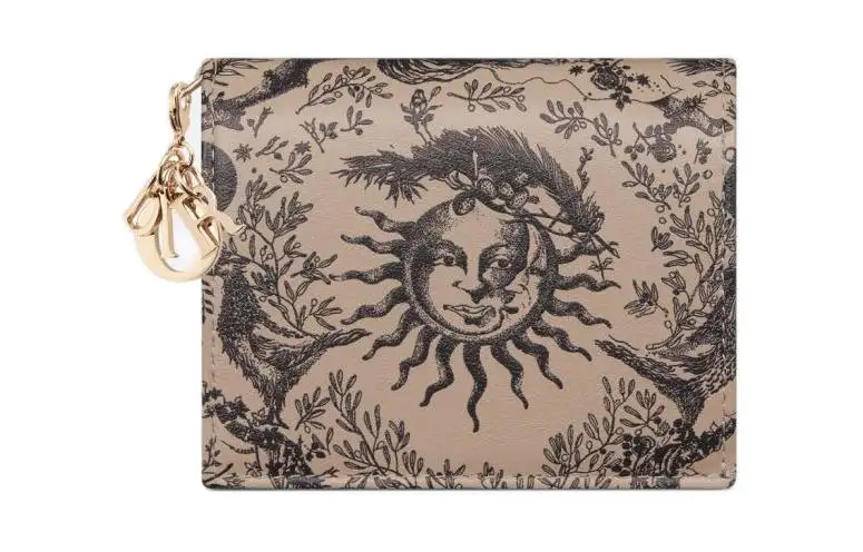 DIOR Lady Dior Calfskin Wallet Mini Women's Beige