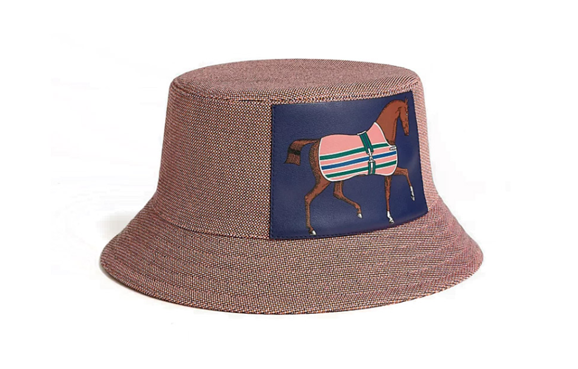 HERMES Cotton, Elastane Bucket Hats Men's Brown