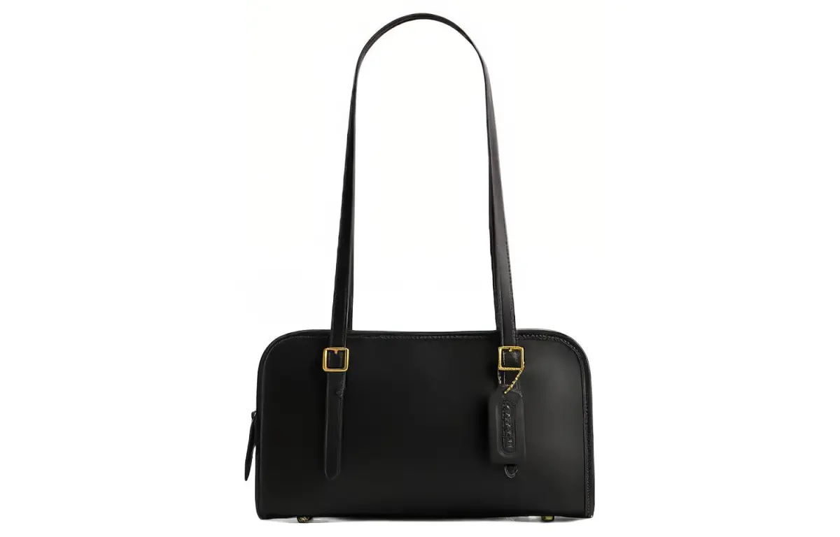 COACH Swing Zip Leather Long Handle Bag, Shoulder Bag, Handbag Medium Women's Black