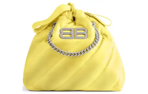 Balenciaga Crush Calfskin Shoulder Bag, Crossbody Bag Extra Small Women's Yellow