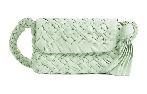 Bottega Veneta Calfskin Handbag, Shoulder Bag Women's Fresh Mint