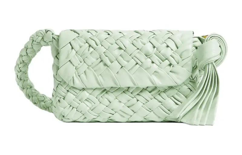 Bottega Veneta Calfskin Handbag, Shoulder Bag Women's Fresh Mint