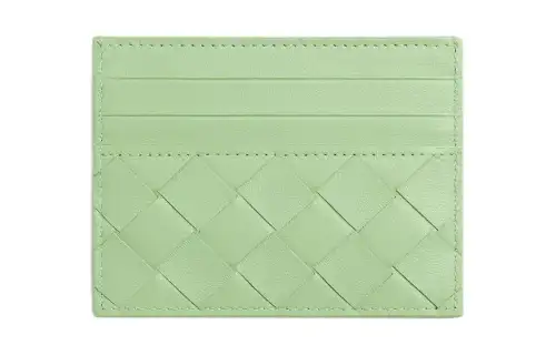 Bottega Veneta Intrecciato Sheepskin Card Holder Women's Fresh Mint Green