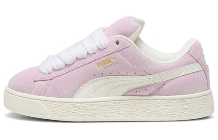 Pink and white puma suedes best sale