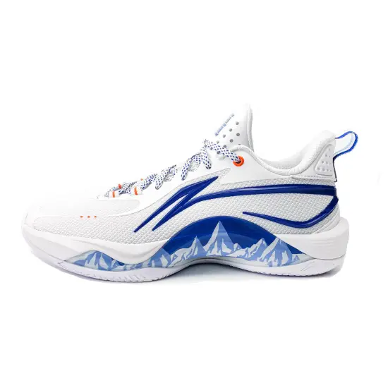 LINING Shining Basketball Shoes Men Low-Top White Blue
