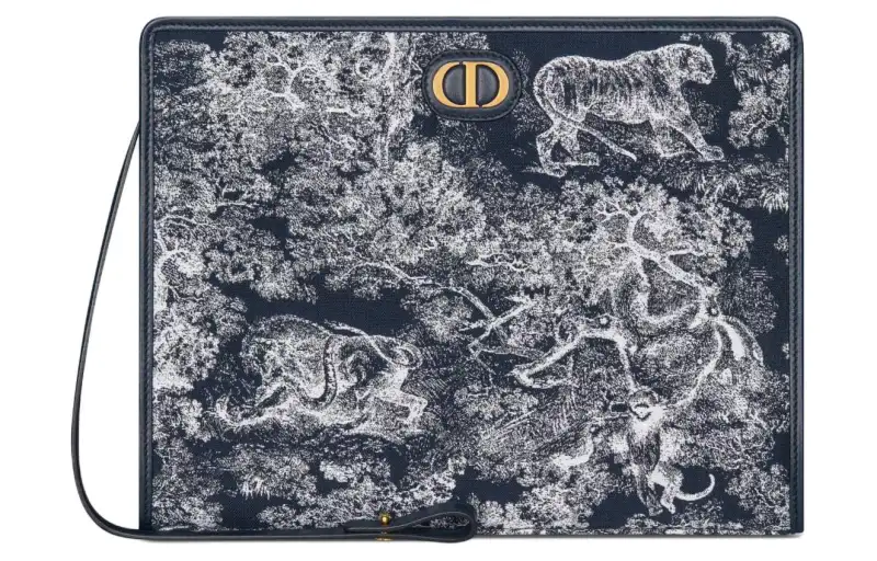 DIOR 30 Montaigne Toile De Jouy Reverse Jacquard Clutch Medium Women's Blue