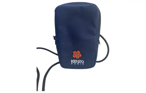 KENZO Nylon One Shoulder Crossbody Cell Phone Pouch Men's Blue