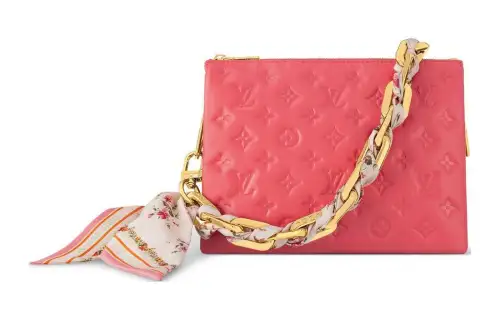 LOUIS VUITTON Coussin Leather Handbag, Shoulder Bag, Crossbody Bag Small Women's Red