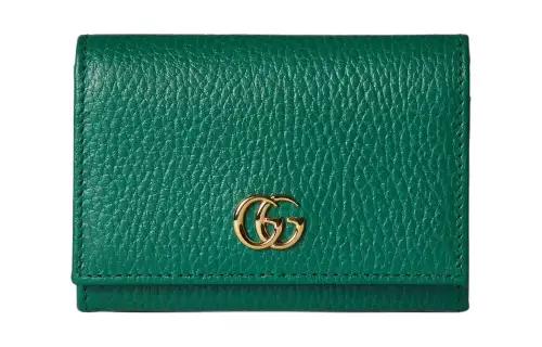 GUCCI Leather Card Holder Women's Green