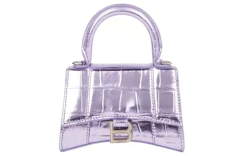 Balenciaga Hourglass Cow Leather Hourglass Bag, Handbag, Shoulder Bag, Crossbody Bag Mini Women's Purple