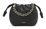 LOEWE Flamenco Nappa Sheepskin One Shoulder Crossbody Clutch Mini Women's Black