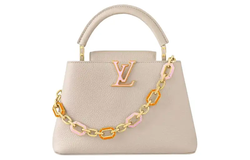 LOUIS VUITTON Capucines Leather Kapsyn Shoulder Bag, Crossbody Bag, Handbag Mini Women's Quartz Gray