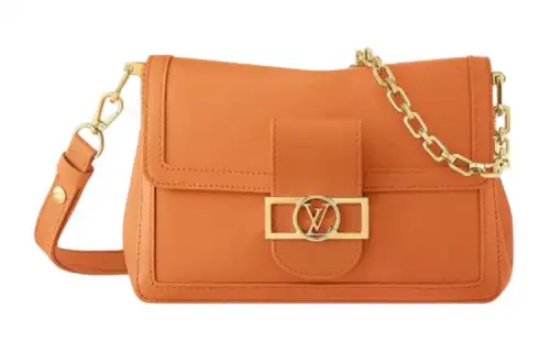 LOUIS VUITTON Dauphine Leather Daphne Shoulder Bag, Crossbody Bag Medium Women's Orange