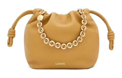 LOEWE Flamenco Nappa Sheepskin One Shoulder Crossbody Clutch Mini Women's Desert Yellow