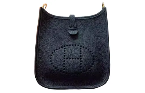 HERMES Evelyne Clemence Bullock Leather Crossbody Bag, Shoulder Bag 16 Women's 3Y Caban Black Tweed