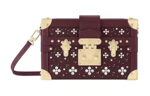 LOUIS VUITTON PETITE MALLE Leather Hard Box Bag, Shoulder Bag, Crossbody Bag Women's Burgundy