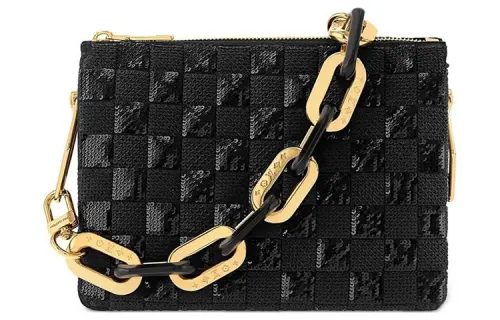 LOUIS VUITTON Coussin Leather Trim Handbag, Shoulder Bag, Crossbody Bag Small Women's Black