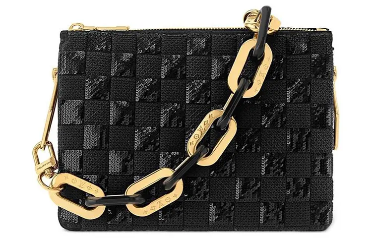 LOUIS VUITTON Coussin Leather Trim Handbag, Shoulder Bag, Crossbody Bag Small Women's Black