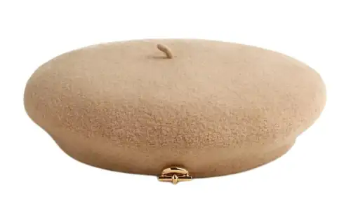 HERMES Merino Wool Felt Berets Women's Gravel Color