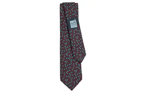 HERMES Ties Men's Marine Blue/Red