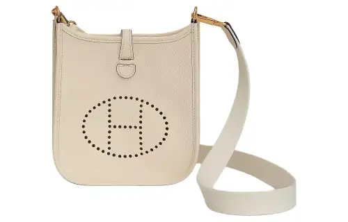 HERMES Evelyne Clemence Bullock Leather Crossbody Bag, Shoulder Bag 16 Women's Cream White & White