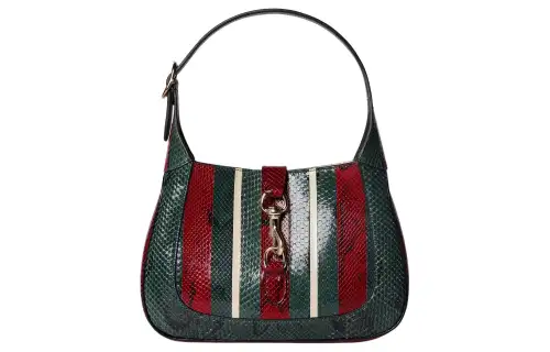 GUCCI Python Skin Handbag, Shoulder Bag Small Women's Green & Red