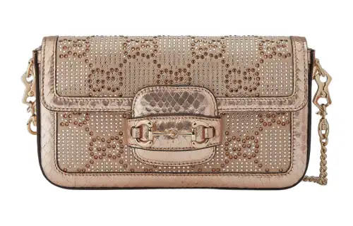 GUCCI Horsebit 1955 Silk Satin Handbag, Shoulder Bag Women's Light Brown