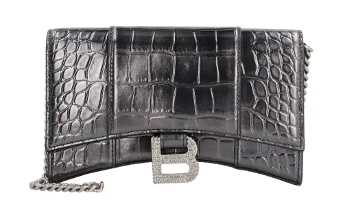 Balenciaga Hourglass Calfskin Shoulder Bag, Crossbody Bag, Wallet Women's Gray