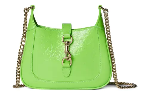 GUCCI Patent Leather Crossbody Bag, Shoulder Bag Women's Electric Glow Green