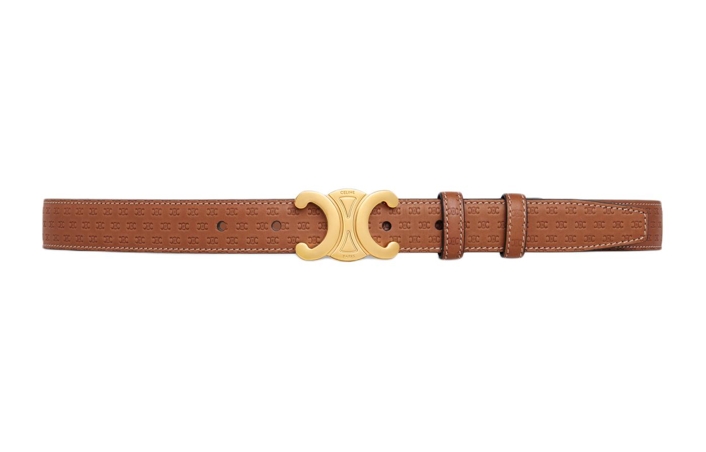 CELINE Medium Triomphe Belt In Natural Calfskin With Triomphe Embossed