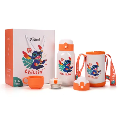 Disney Disney, children's glass for students, straw, high quality capacious gift box stainless steel, 650 ml