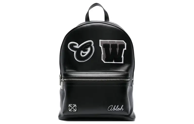OFF WHITE Leather Backpack Men's Black