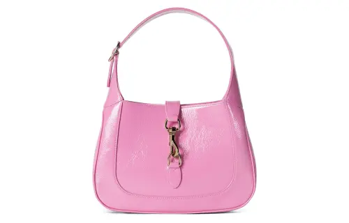 GUCCI Jackie Patent Leather Handbag, Shoulder Bag Small Women's Pink
