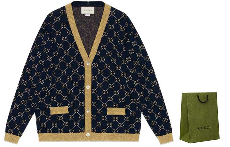 Женская куртка Gucci Logo (темно-синяя) — фото 3