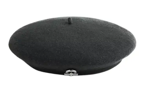 HERMES Merino Wool Felt Berets Women's Charcoal Gray
