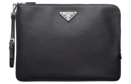 PRADA Saffiano Leather Clutch Large Men's Black